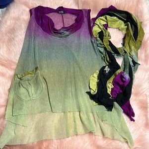 art of cloth top with scarf size L